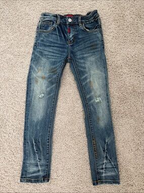 Haus of JR Kids Blue Distressed Slim Jeans